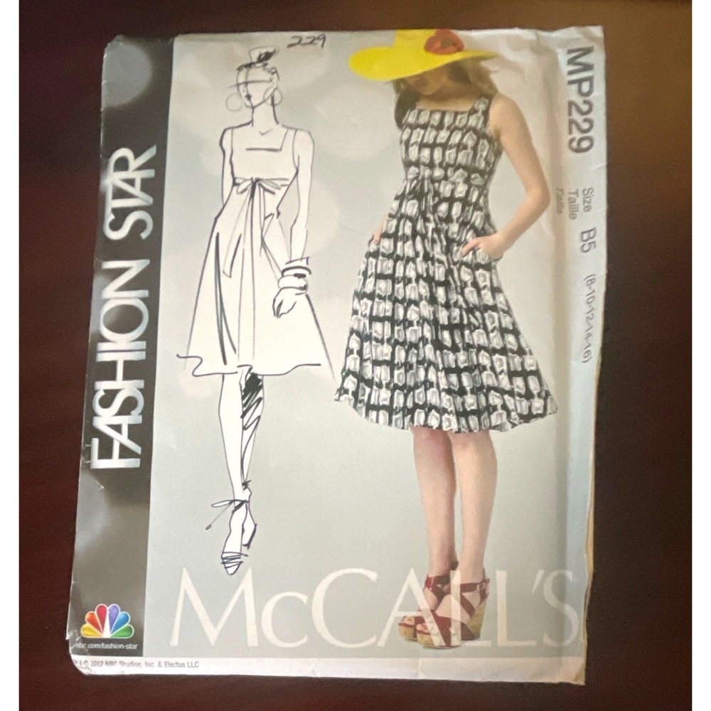 McCall’s MP229 Fashion Star Sewing Pattern Misses Dress & Belt Uncut Sz 8-16
